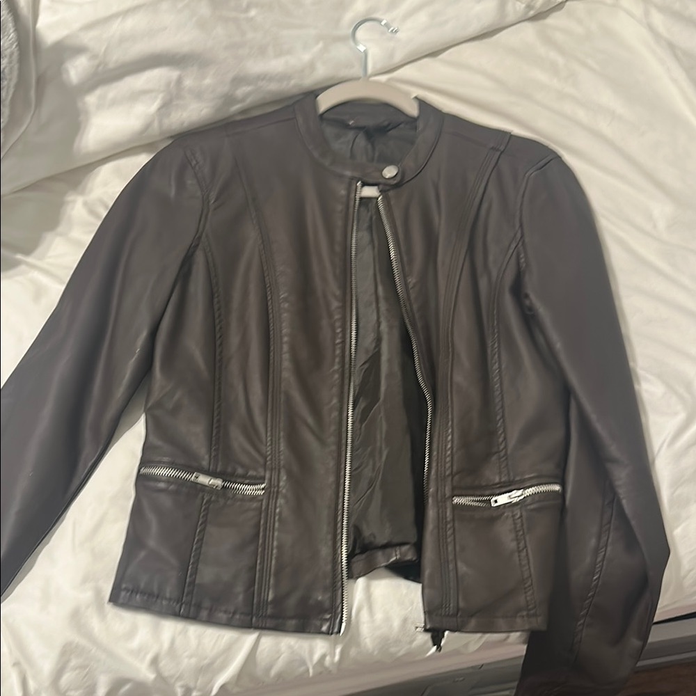 Baccini Black Leather Jacket Fitted Modern Design